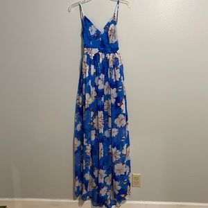 Blue pink lily maxi dress
